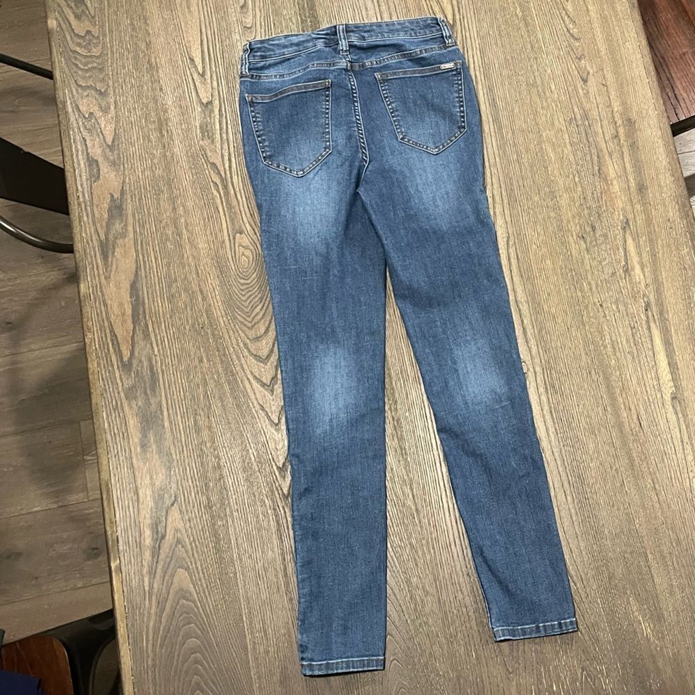 Matilda Jane Skinny Jeans Mid Rise Fading Whiskering Ankle Dark Wash Size 6 - Picture 10 of 10